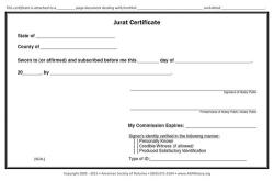 Jurat Notarial Certificate Pad, Utah